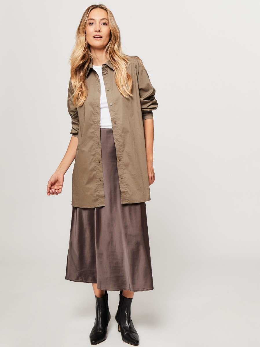 Women Munthe Skirts | Babe, Viscose Mix A-Line Shiny Skirt Dark Grey