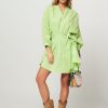 Women Sea Me Happy Dresses And Tunics | Cotton Button Down Dress Lime Green