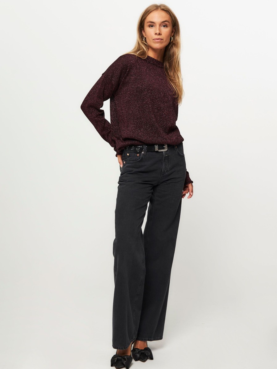 Women Semicouture Sweaters And Cardigans | Knitted Jumper With Lurex Bordeauxred