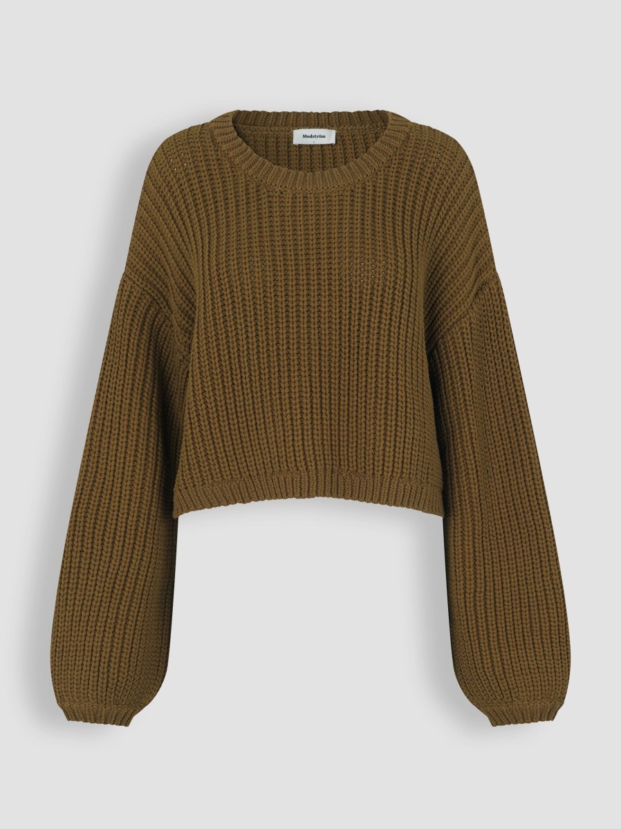 Women Modstrom Sweaters And Cardigans | Flaka, Cotton Mix Jumper Moss Green