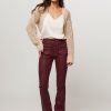 Women Lois Jeans | Gaucho, Mid Waist Flared Fit Jeans With Coating Bordeauxred