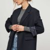 Women Samsoe Samsoe Blazers And Jackets | Haven, Viscose Mix Oversized Blazer Dark Blue