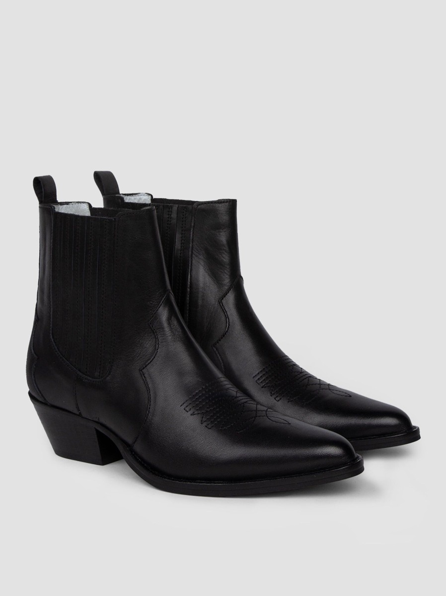 Women Silver Grace Boots | Hudson, Leather Western Boots Black