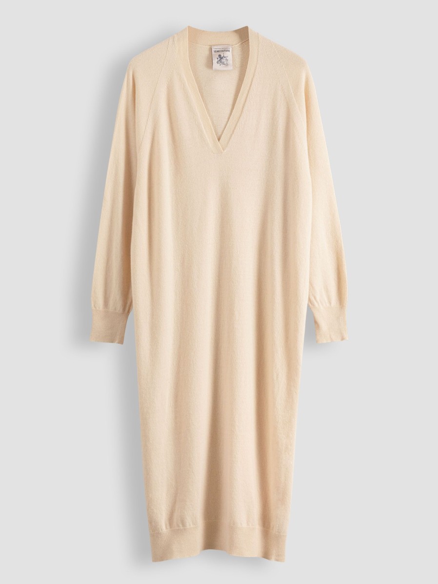 Women Semicouture Dresses And Tunics | Wool/Cashmere Mix Dress Cream