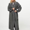 Women Gestuz Outerwear | Farren, Wool Mix Coat With Pattern Black