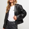 Women Drykorn Outerwear | Vrock, Leather Biker Jacket Black