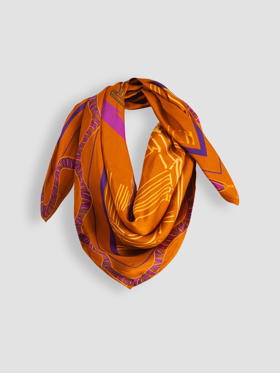 Women Frnch Scarves | Oceana, Viscose Scarf With Print Camel