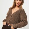 Women Gestuz Sweaters And Cardigans | Alpha, Alpaca Mix Melange Cardigan Brown