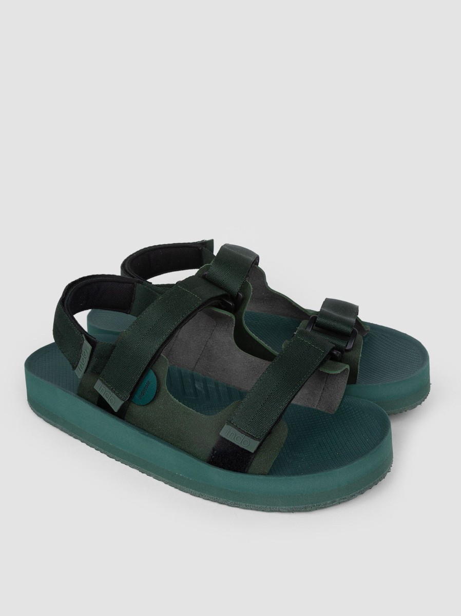 Women Indosole Sandals | Recycled Rubber Sandals Dark Green