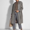 Women Second Female Outerwear | Cesina, Wool Mix Oversized Coat With Pattern Dark Grey