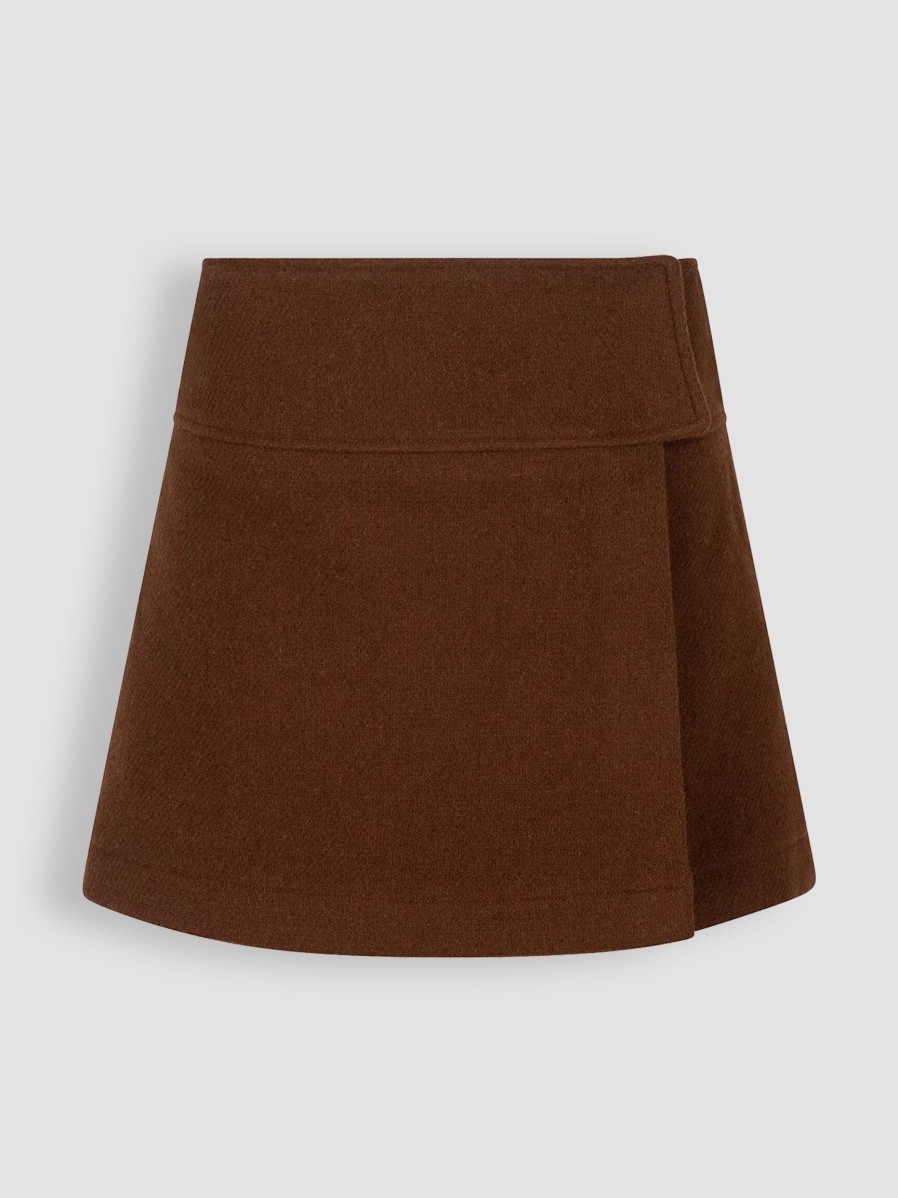 Women Ruby Tuesday Skirts | Mackenzie, Wool Mix Wrap Over Skirt Brown