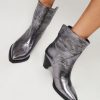 Women Dante 6 Boots | Kaia, Leather Metallic Ankle Boots Silver Colour