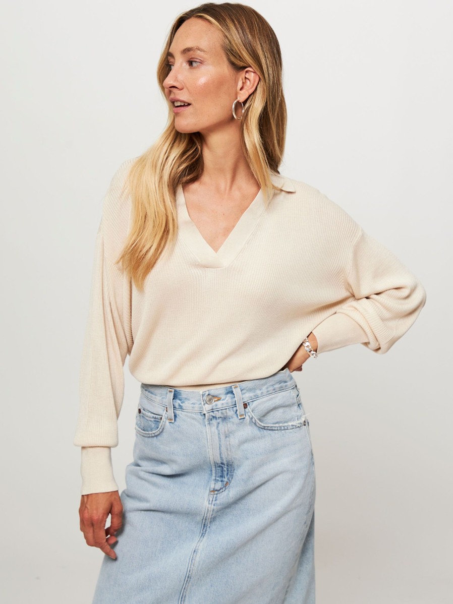 Women Tommy Hilfiger Tops And Blouses | Lypcell/Silk Mix Top Ecru