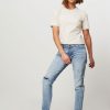 Women Denham Jeans | Monroe, Mid Waist Tapered Fit Stretch Jeans Blue