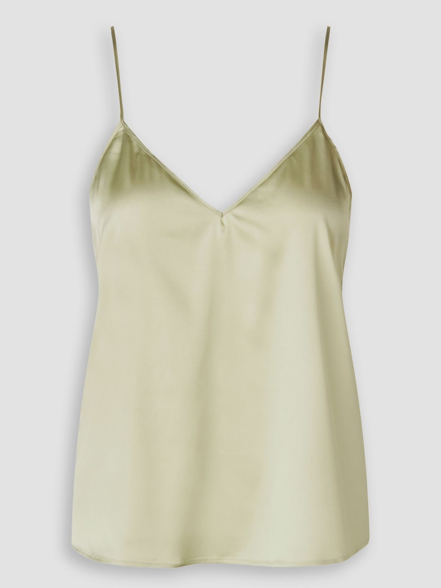 Women Samsoe Samsoe Tops And Blouses | Manon, Woven Shiny Top Light Green