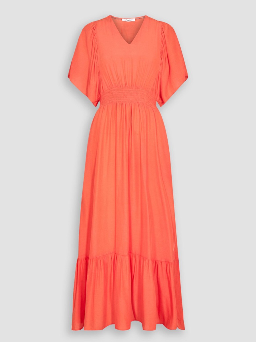 Women Co'Couture Dresses And Tunics | Samia, Viscose Mix Maxi Dress Coral