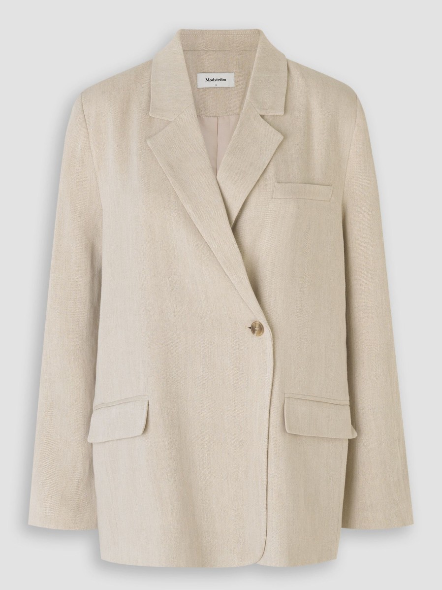 Women Modstrom Blazers And Jackets | Park, Linen/Cotton Mix Blazer Cream