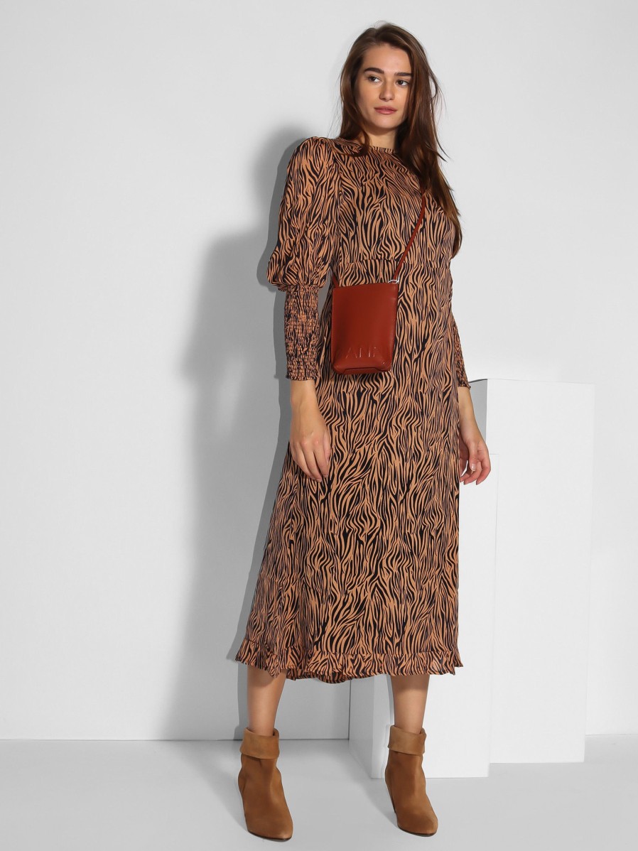 Women Poppy Field Dresses And Tunics | Geraldo, Viscose Dress With Print Camel