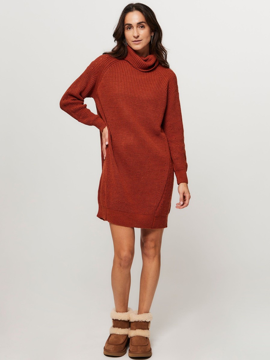 Women La Fee Maraboutee Dresses And Tunics | Tromi, Wool Mix Rib Dress Terracotta