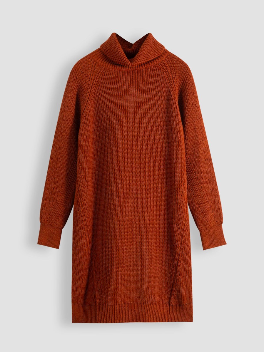 Women La Fee Maraboutee Dresses And Tunics | Tromi, Wool Mix Rib Dress Terracotta