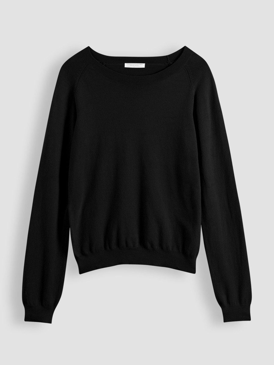 Women Majestic Filatures Sweaters And Cardigans | Cotton Mix Jumper Black