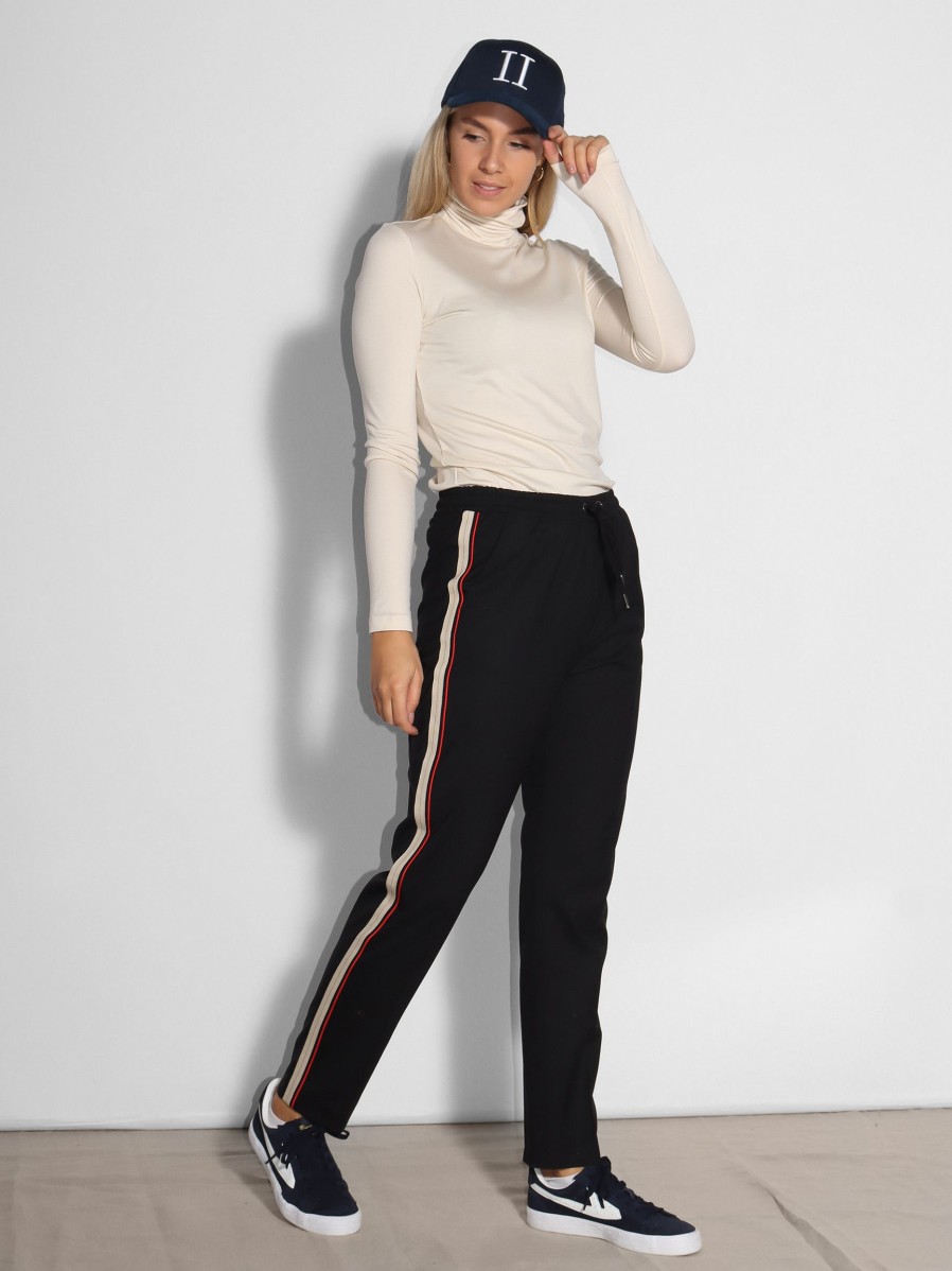 Women Munthe Pants And Jumpsuits | Norman, Wool Mix Trousers With Trim Black