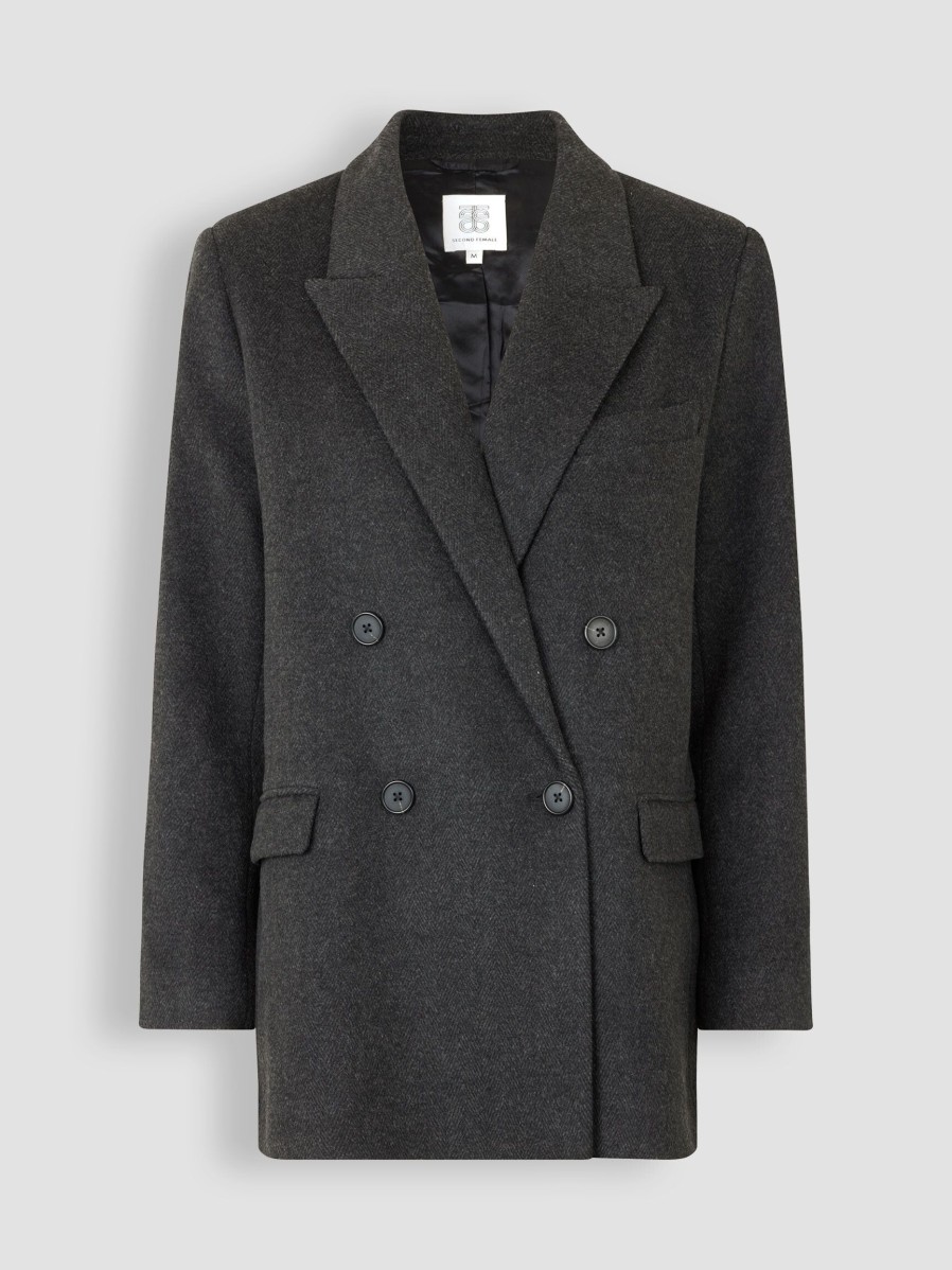 Women Second Female Blazers And Jackets | Jaime, Wool Mix Blazer Dark Grey