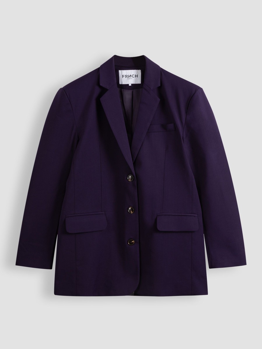 Women Frnch Blazers And Jackets | Samira, Viscose Mix Oversized Blazer Purple